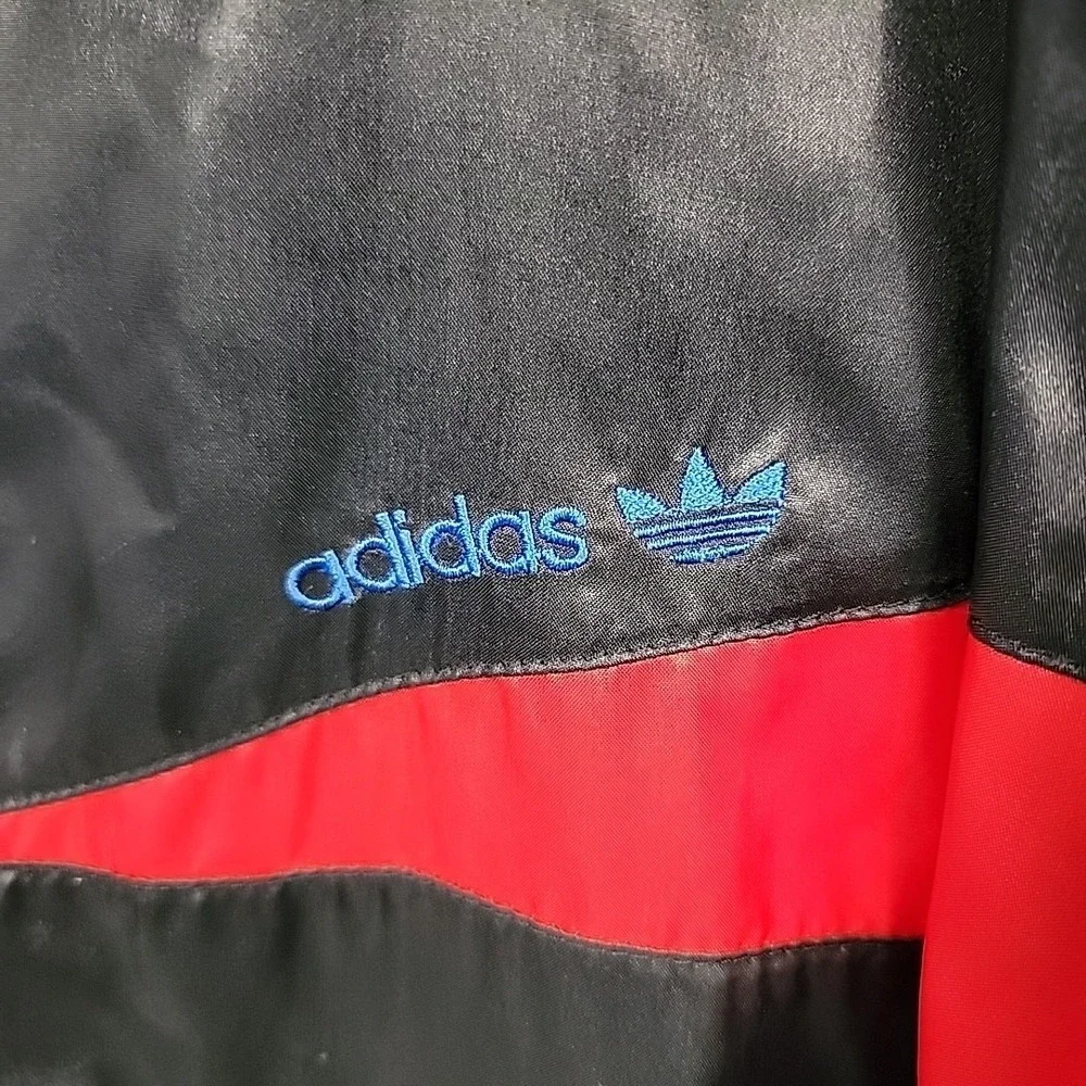 VTG Adidas Jacket Mens Medium Blue Black Retro Colorblock Windbreaker Bomber 90s